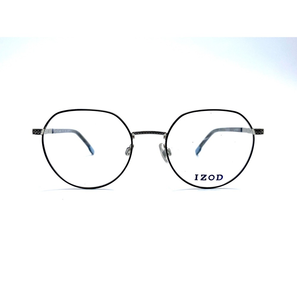 New IZOD Black Matte Silver Metal Oval Geometric Glasses IZ 2080 49 19 145